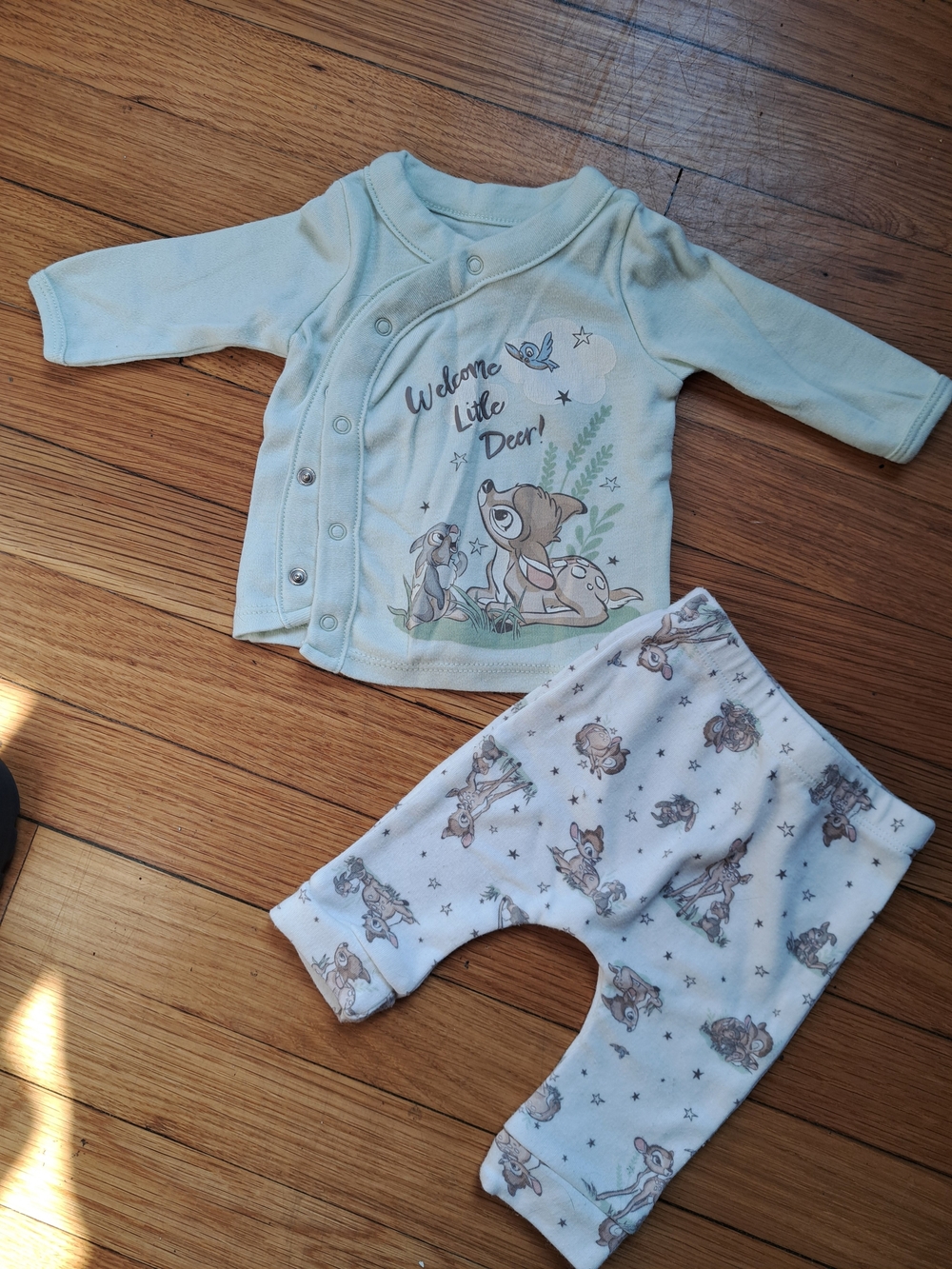 Baby One-Piece Set in Light Mint Green with Disneys Bambi
